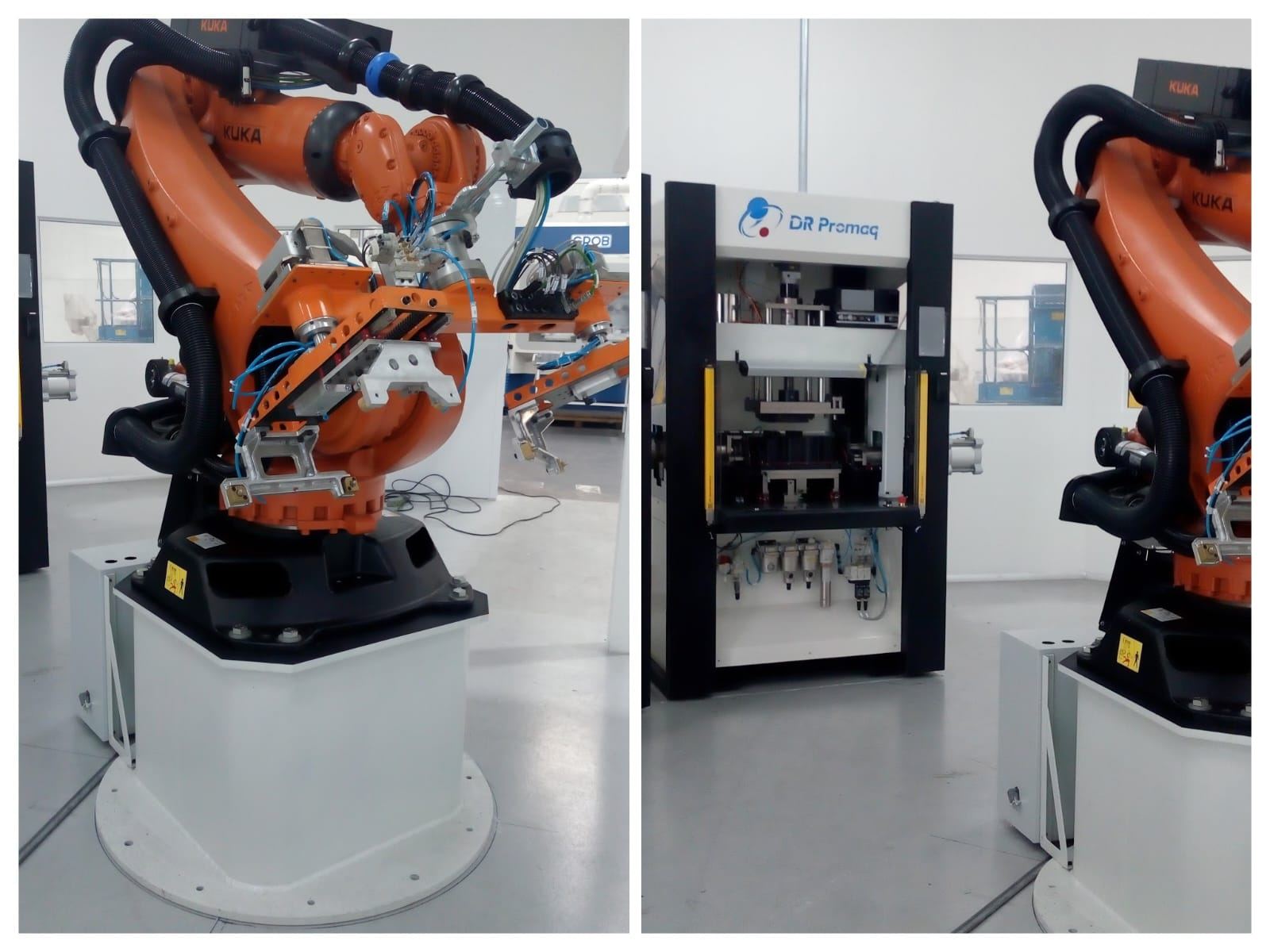 Equipe técnica da Maxtec em montagem de célula robotizada em planta industrial